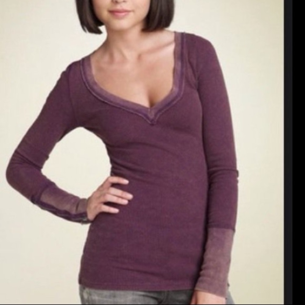 Free People Charcoal Zipper Cuff Waffle Thermal - Picture 7 of 8